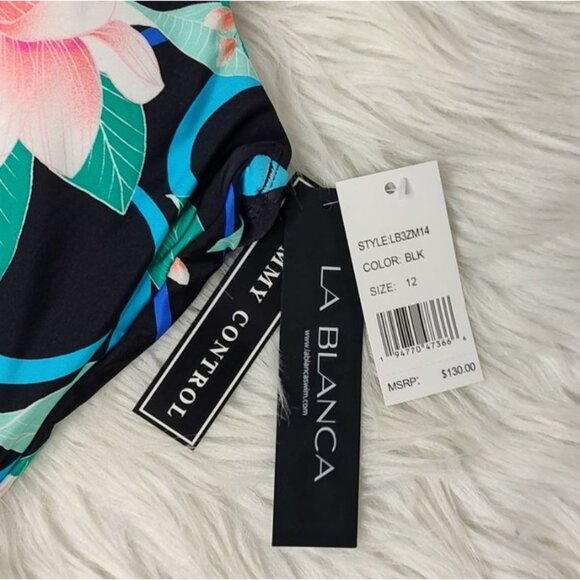 La Blanca One Piece Swimsuit 12 One Shoulder Floral Tropical NEW - Picture 5 of 8